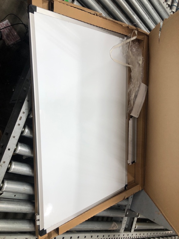 Photo 2 of Amazon Basics Whiteboard Drywipe Magnetic with Pen Tray and Aluminium Trim, 90 cm x 60 cm (WxH) 60 cm x 90 cm