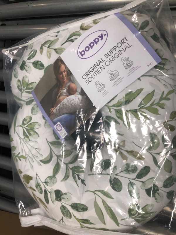 Photo 2 of Boppy Original Support Nursing Pillow, Green Foliage, Ergonomic Breastfeeding, Bottle Feeding, and Bonding, Firm Hypoallergenic Fiber Fill, Removable Cover, Machine Washable