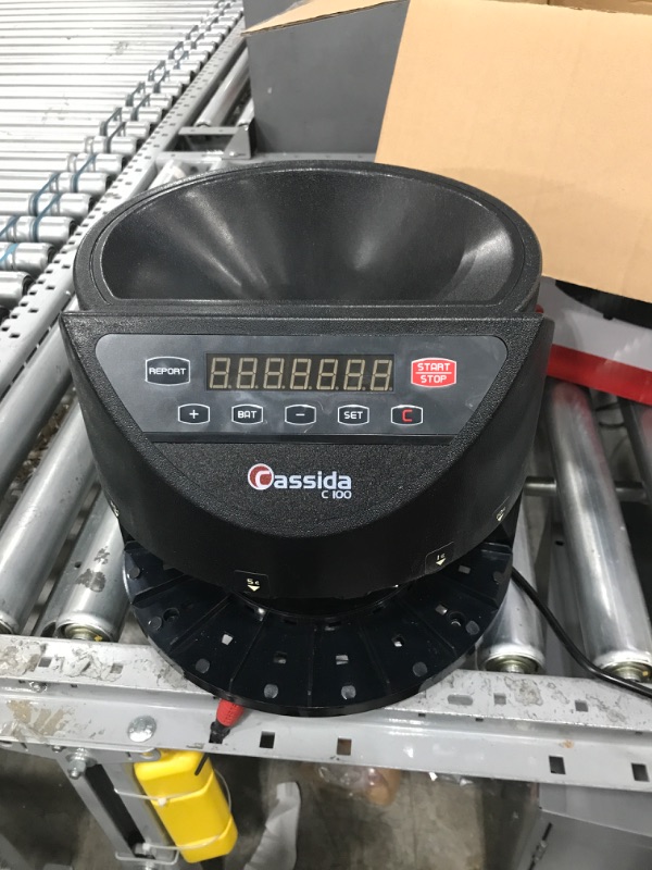 Photo 2 of Cassida C100 Electronic Coin Sorter/Counter, Countable Coins 1¢, 5¢, 10¢, 25¢, 250 Coins/Min, 110 VAC & 6600 UV/MG – USA Business Grade Money Counter With UV/MG/IR