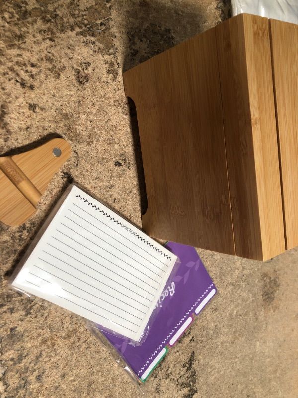Photo 1 of 1 pcs of Recipe Box, Recipe Card Box comes with 6 Recipe Card Dividers, and 50 Recipe Cards, Recipe Card Box of Bamboo, Recipe Box With Cards And Dividers with magnetic phone and tablet holder