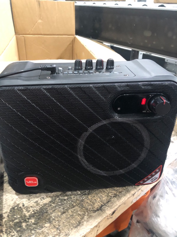 Photo 2 of PARTS ONLY *** PORTABLE KARAOKE MACHINE, VEGUE BLUETOOTH PA SYSTEM WITH 6.5'' SUBWOOFER COLORFUL LED LIGHTS, 2 UHF WIRELESS MICS, IDEAL FOR VARIOUS INDOOR/OUTDOOR ACTIVITIES VS-0650