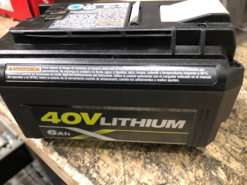 Photo 2 of Ryobi 40-Volt Lithium-Ion 6.0 Ah High Capacity Battery