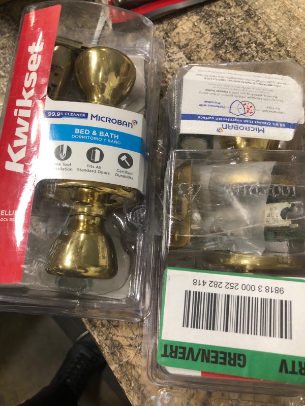 Photo 2 of **Set of 2 missing parts** Kwikset 93001-870 Tylo Bed & Bath Knob in Polished Brass Classic Polished Brass Standard Packaging