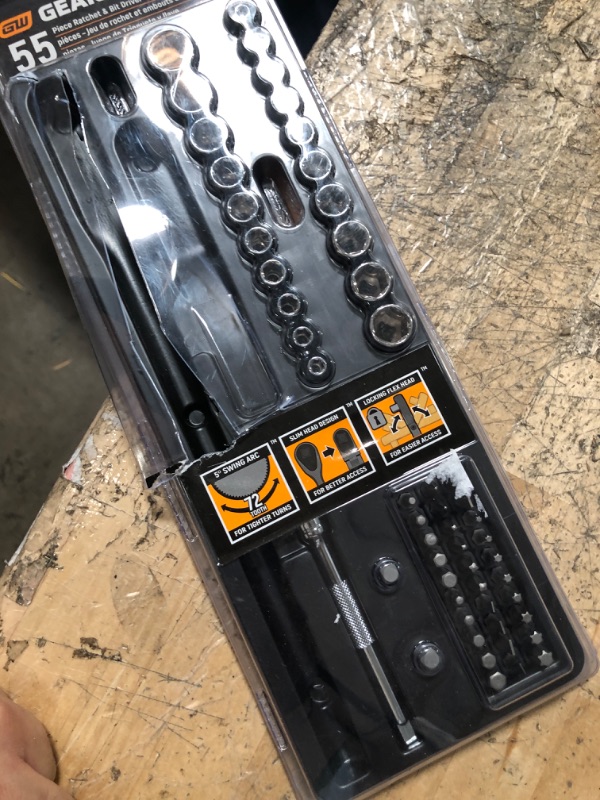 Photo 2 of **MISSING WRENCHES** GEARWRENCH 1/4 in. Drive 6-Point SAE/Metric Slim Flex-Head Ratchet and Socket Mechanics Tool Set (55-Piece)