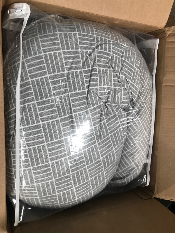 Photo 2 of Boppy Cuddle Pregnancy Pillow with Removable, Breathable Cover | Gray Basket Weave | Plush Contoured Support | Prenatal and Postnatal Positioning