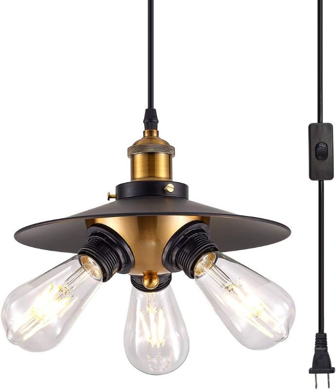 Photo 1 of **VIEW NOTES** YLONG-ZS Plug in Pendant Light Black Hanging Lamps Swag Lights16.4 FT Cord Hanging Pendant Light On/Off Switch for Corner Living Room Dining Room