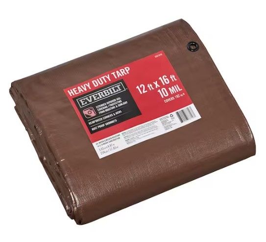 Photo 1 of 12 ft. x 16 ft. Brown/Silver Heavy Duty Tarp