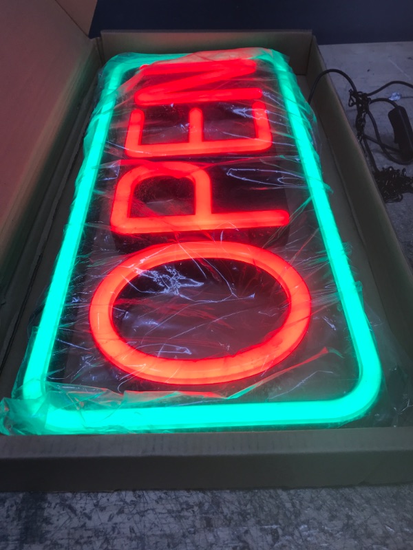 Photo 1 of MaxLit 21'' X 10'' New Ultra Bright LED Neon Sign - OPEN - Remote Controlled (Green/Red)