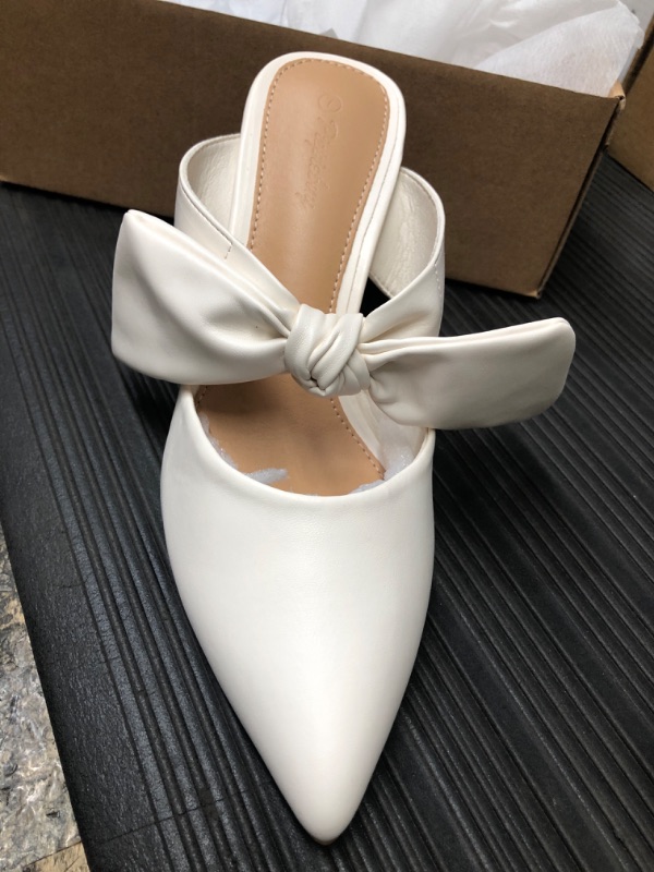 Photo 1 of Botkier Pina white leather bow HEELS PAIR detail kitten heel SIZE 7 
