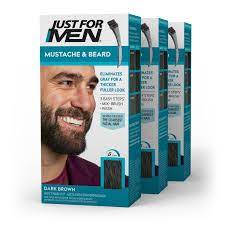 Photo 1 of **3 PACKS** Just for Men Mustache & Beard, Beard Coloring for Gray Hair with Brush Included for Easy Application, With Biotin Aloe and Coconut Oil for Healthy Facial Hair, Dark Brown, Pack of 3 Dark Brown M-45 Pack of 3