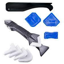 Photo 1 of 3 in 1 Silicone Caulking Tools, Caulk Remover Grout Scraper Stainless Steelhead Sealant Finishing Tool with Reuse and Replace 5 Silicone Pads, Great Tools for Kitchen, Bathroom and Tub