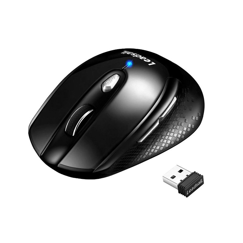 Photo 1 of 2 LeadsaiL Wireless Mouse for Laptop, 2.4G Portable Slim Cordless Computer Mouse Less Noise for Laptop Optical Mouse with 6 Buttons,USB Mouse for Windows 10/8/7/Mac/MacBook Pro/Air/HP/Dell/Lenovo/Acer Black