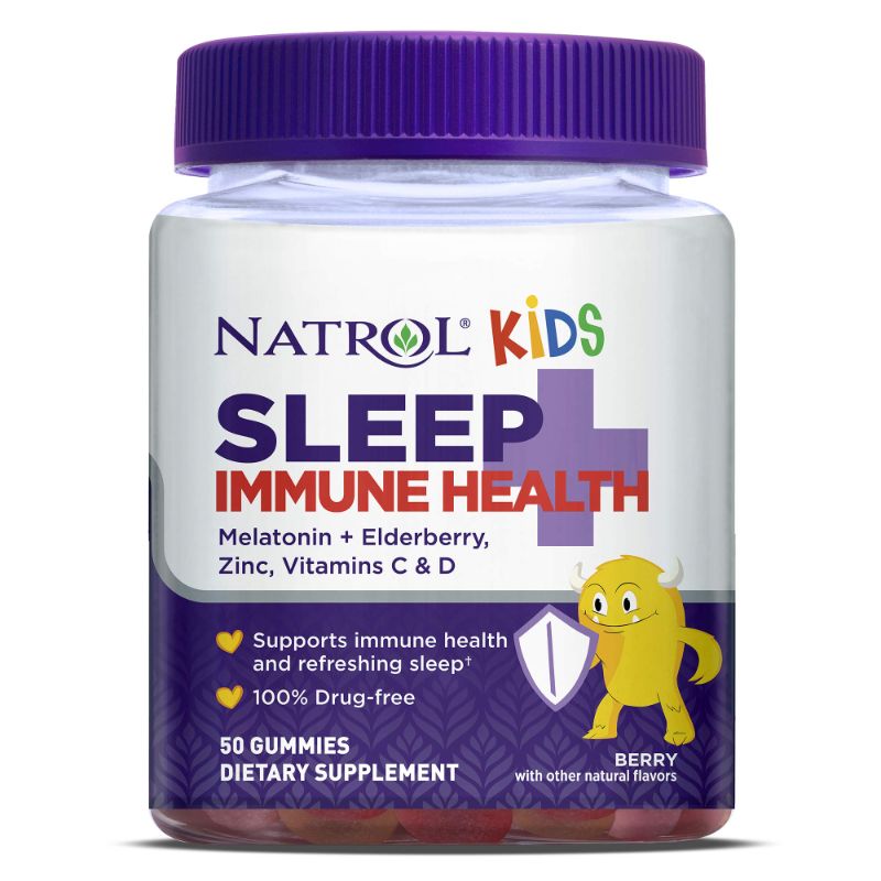 Photo 1 of **EXP DATE: 09/2023
Natrol Kids Sleep+ Immune Health, Drug Free Sleep Aid and Immunity Support, Dietary Supplement, Melatonin, Zinc, Vitamin C and D, Elderberry, 50 Berry Flavored Gummies 50.0 Servings (Pack of 1) Sleep+ Immune Health