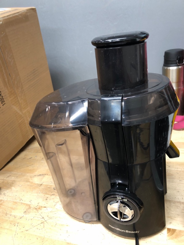 Photo 2 of **TESTED AND FUNCTIONAL**
Hamilton Beach Juicer Machine, Big Mouth Large 3” Feed Chute for Whole Fruits and Vegetables, Easy to Clean, Centrifugal Extractor, BPA Free, 800W Motor, Black
