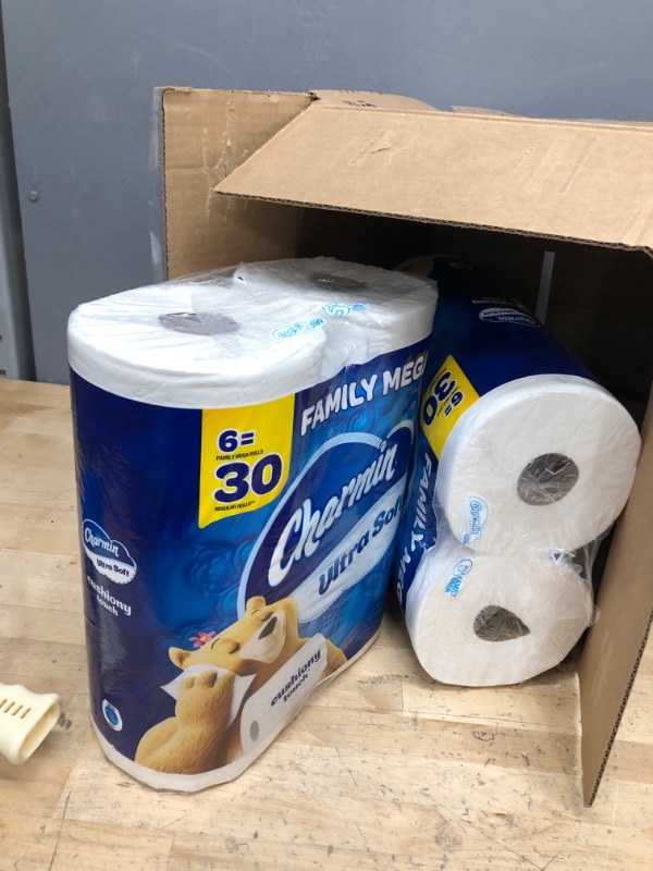 Photo 2 of **ONE PACK MISSING ***
Charmin Ultra Soft Cushiony Touch Toilet Paper, 18 Family Mega Rolls = 90 Regular Rolls
