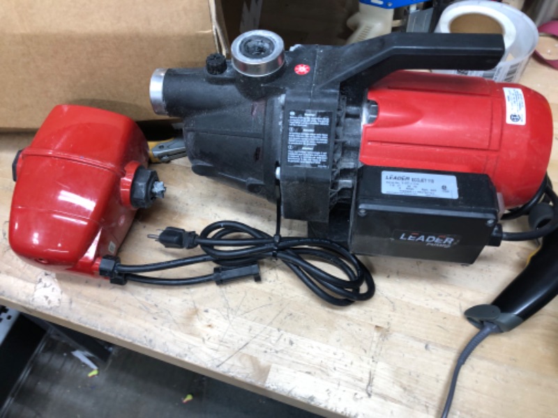 Photo 3 of **HEAVY USE***POWERS ON***
Leader Pumps HGC727978 Ecotronic 110 1/2 HP Jet 960 GPH Water Pump, Red/Black
