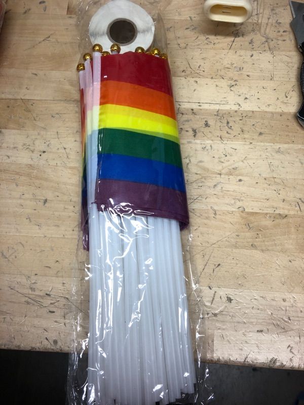 Photo 1 of 50 Pack LGBTQ Handheld Pride Flag and 500Pcs LGBTQ Pride Stickers, Gay Mini Handheld Rainbow Pride Flags, Gay Pride Rainbow Heart Stickers Bulk, Gifts for Lesbians Gay Pride Month Parade or Party 50pcs