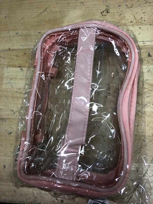 Photo 2 of 2-Double Layer Clear Cosmetic Bag Makeup Bag, Waterproof Travel Toiletry Bag, Transparent PVC Hair & Nail Accessories Pouch Beach Bag Organizer (Pink)