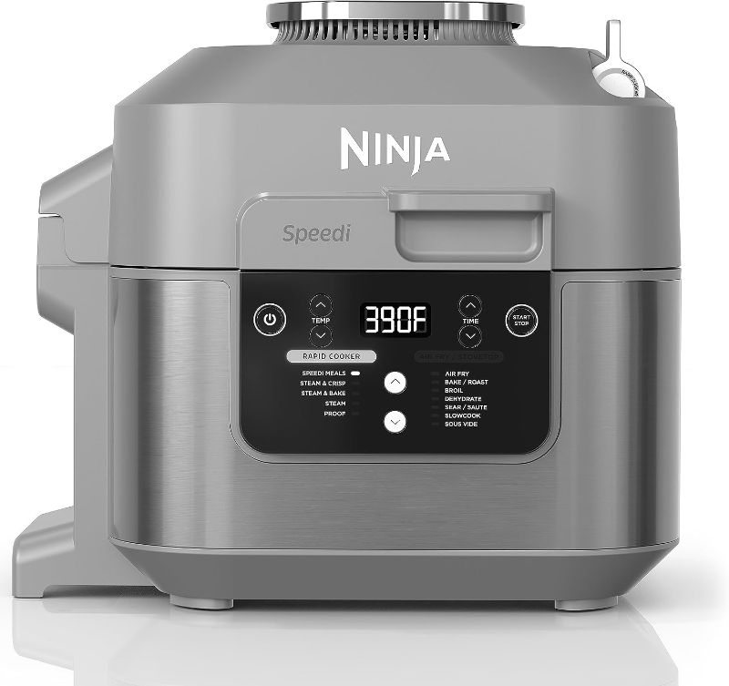 Photo 1 of ***BOTTOM LEFT SIDE IS BROKEN, SEE PHOTO***
Ninja SF301 Speedi Rapid Cooker & Air Fryer, 6-Quart Capacity, 12-in-1 Functions to Steam, Bake, Roast, Sear, Sauté, Slow Cook, Sous Vide & More, 15-Minute Speedi Meals All In One Pot, Sea Salt Gray
