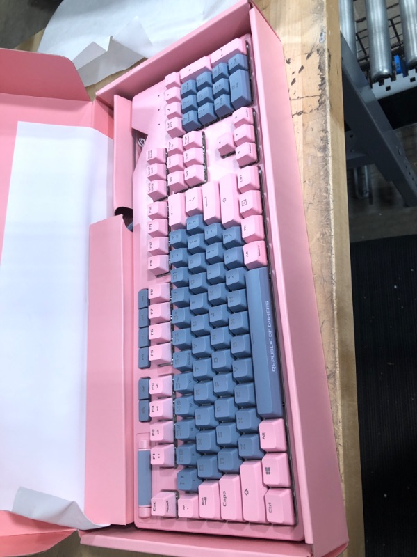 Photo 2 of ASUS ROG Strix Flare Pnk (Cherry MX Red) Limited Edition Mechanical Gaming Keyboard with Switches, Aura Sync RGB Lighting, Customizable Badge, USB Pass Through and Media CONTROLS Keyboard Pink