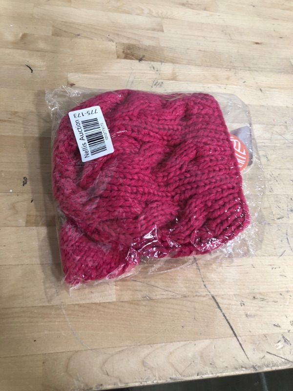 Photo 1 of ALLDECOR Handmade Knitted Pussy Cat Ear Beanie Hat for Women's March Winter Warm Cap Medium Rose Red