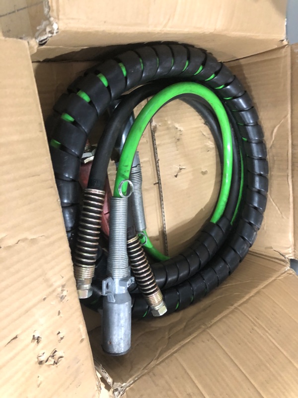 Photo 2 of boeray 15ft 3 in 1 ABS & Power Air Line Hose Wrap 7 Way Electrical Cable with Handle Grip for Semi Truck Trailer Tractor 3 in 1 Airline 15FT