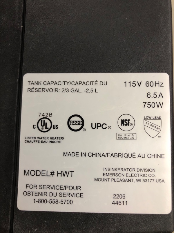Photo 2 of * not functional * sold for parts * repair *
InSinkErator Instant Hot Water Tank - 2/3 Gallon Stainless Steel Tank, HWT-00 , Black Water Heater