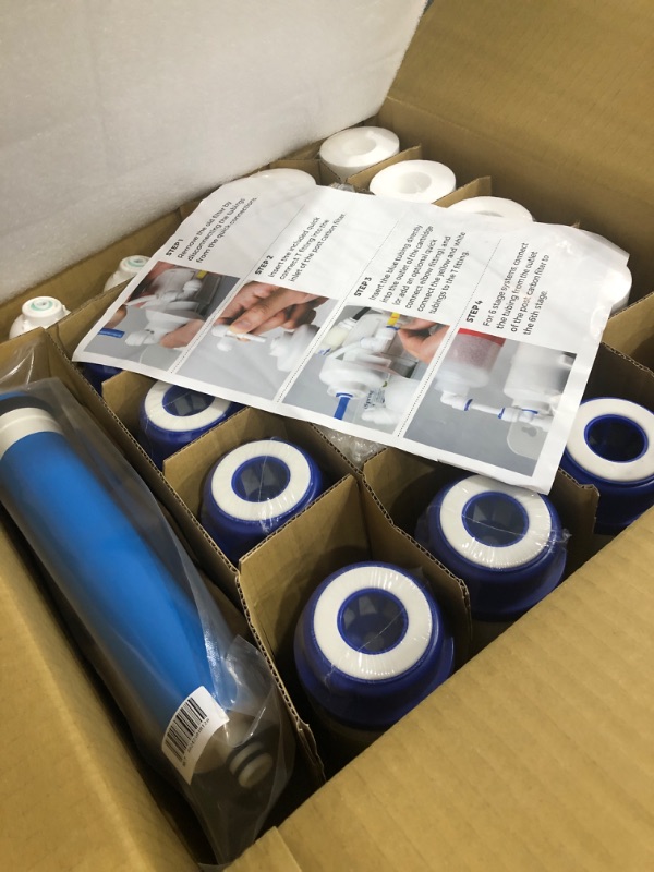 Photo 1 of iSpring F22-75 3-Year Replacement Supply Filter Cartridge Pack Set for Standard 5-Stage Reverse Osmosis RO Systems, 22 Piece, White