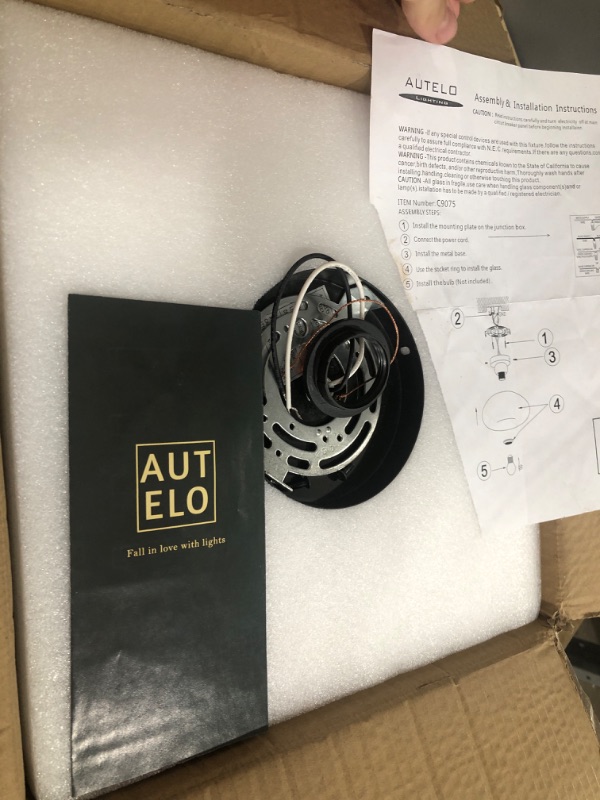 Photo 1 of AUTELO Semi Flush Mount Ceiling Light, Hallway Ceiling Light Fixture with Smoke Grey Glass for Porch Hallway Kitchen Bedroom Living Room C9075 GY