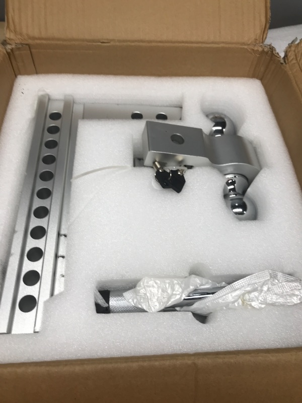 Photo 2 of Adjustable Trailer Hitch, Fits 2" Receiver, 10" Drop/Rise Aluminum Hitch, 12,500 LBS GTW, 2" and 2-5/16" Double Hitch Ball Mount, Tow Hitch with Double Anti-Theft Pins Locks, Silver New 10 Inch Drop Hitch