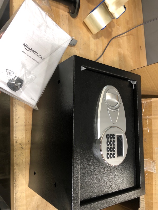 Photo 1 of Amazon Basics Steel Security Safe and Lock Box with Electronic Keypad - Secure Cash, Jewelry, ID Documents - 0.5 Cubic Feet, 13.8 x 9.8 x 9.8 Inches 0.5 Cubic Feet Keypad Lock