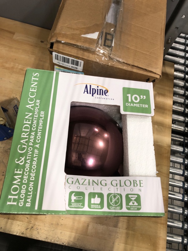 Photo 2 of Alpine Corporation 10" Indoor/Outdoor Glass Gazing Globe Festive Yard Décor, Purple 10"L x 10"W x 12"H Purple Gazing Balls