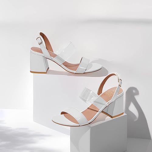 Photo 1 of DCMBLY Women's Low Block Chunky Heels Sandals Open Toe Strappy Sandals Dress Pumps Jane Shoes 7
