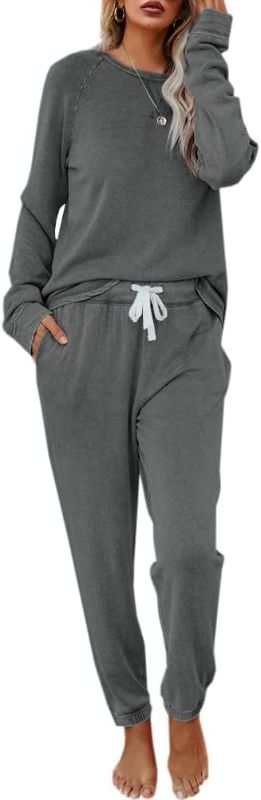 Photo 1 of Eurivicy Women's Solid Sweatsuit Set 2 Piece Long Sleeve Pullover and Drawstring Sweatpants Sport Outfits Sets
