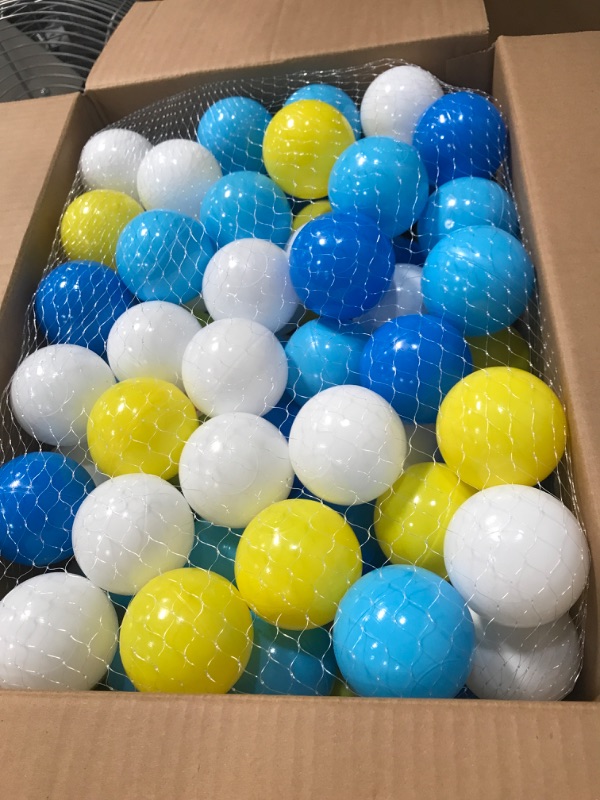 Photo 2 of Blue Ball Pit Balls 100 Count Plastic Play Balls for Ball Pit & Playpen,Non-Toxic BPA Free Pool Pit Balls for Toddlers Kids Birthday Party Decoration Tent Tunnels Pit Balls (2.2") 100 PACK Blue&yellow