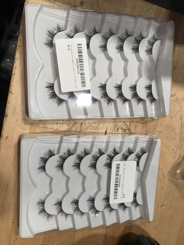 Photo 1 of 2 pack - Pooplunch False Eyelashes Natural Spikes Half Lashes Clusters Extension Look Fake Eyelashes Wispy Short Outer Corner Lashes Individual Wispies 7 Pairs Pack Trio|10MM