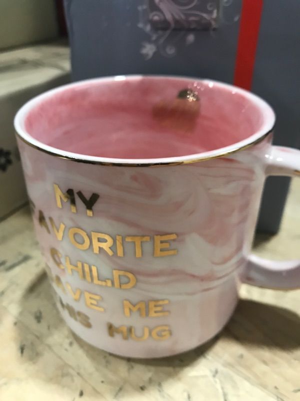 Photo 1 of "My favorite child gave me this mug" coffee cup'/ pink 