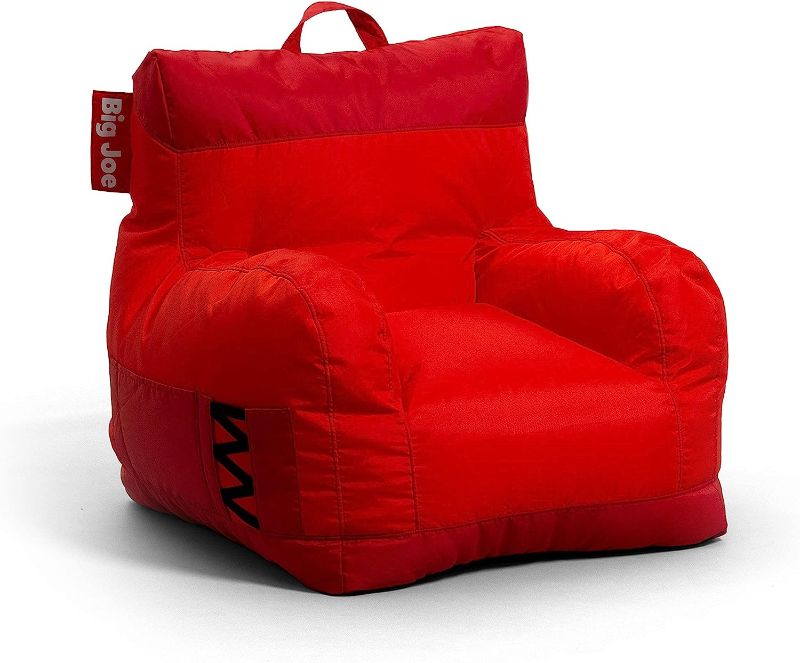 Photo 1 of Big Joe Dorm Bean Bag Chair with Drink Holder and Pocket, Two Tone Red Smartmax, Durable Polyester Nylon Blend, 3 feet