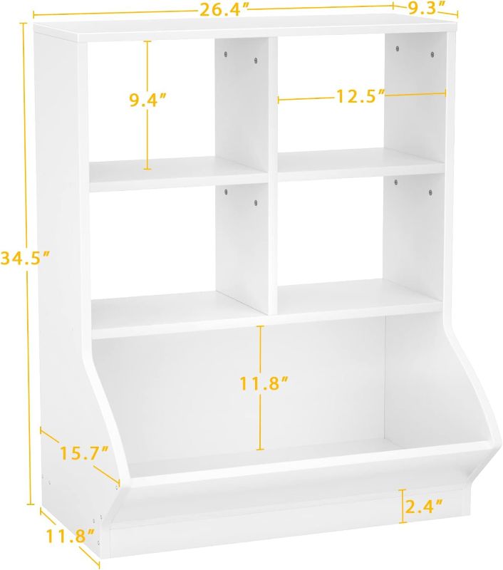 Photo 1 of AHEAPLUS TOY STORAGE ORGANIZER EASY TO ASSEMPBLE Z6 WHITE, 
Aheaplus Toy Storage Organizer with Bookcase, 5 Cubby Bookshelf Toy Storage Cabinet, Open Multi-Bins Toys&Books Storage Display Organizer for Playroom,..