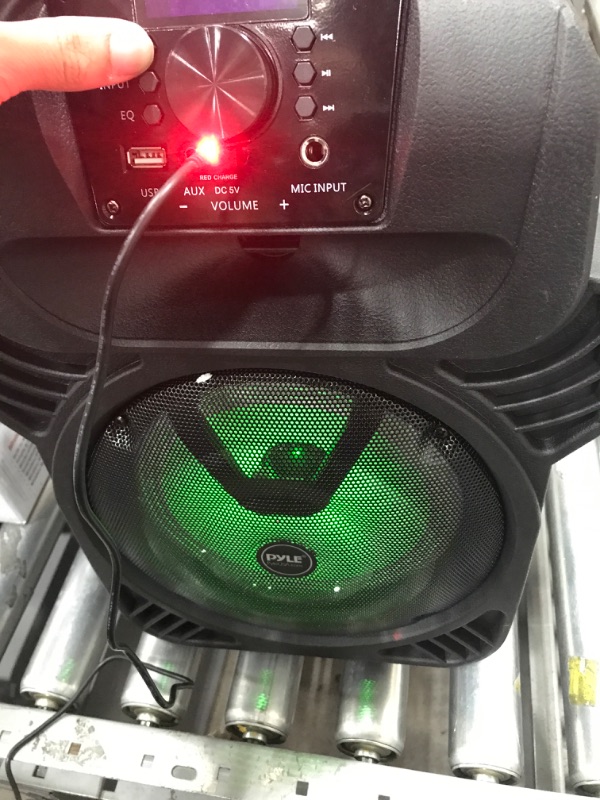 Photo 3 of Pyle 400W Portable Bluetooth PA Loudspeaker - 8” Subwoofer System, 4 Ohm/55-20kHz, USB/MP3/FM Radio/ ¼ Mic Inputs, Multi-Color LED Lights, Built-in Rechargeable Battery w/ Remote Control -PPHP844B