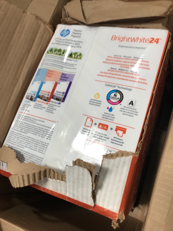 Photo 2 of HP Printer Paper | 8.5 x 11 Paper | BrightWhite 24 lb | 5 Ream Case - 2500 Sheets |100 Bright |Made in USA - FSC Certified | 203000C 5 Ream | 2500 Sheets Letter (8.5 x 11)