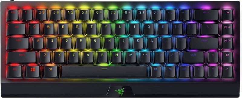 Photo 1 of Razer BlackWidow V3 Mini HyperSpeed 65% Wireless Mechanical Gaming Keyboard: HyperSpeed Wireless Technology -Green Mechanical Switches- Tactile & Clicky - Phantom Pudding Keycaps - 200Hrs Battery Life