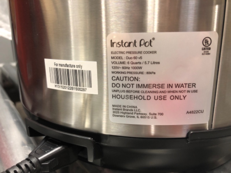 Photo 3 of * used item *
Instant Pot Duo 7-in-1 Electric Pressure Cooker, Slow Cooker, Rice Cooker,