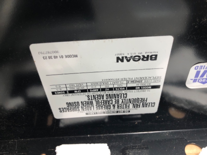 Photo 3 of *MINOR DAMAGE* Broan-NuTone BUEZ330BL Broan UC 220 30N Black Economy 30-inch Under-Cabinet Easy Install 4-Way Convertible Range Hood with 2-Speed Exhaust Fan and Light, 260 Max Blower CFM