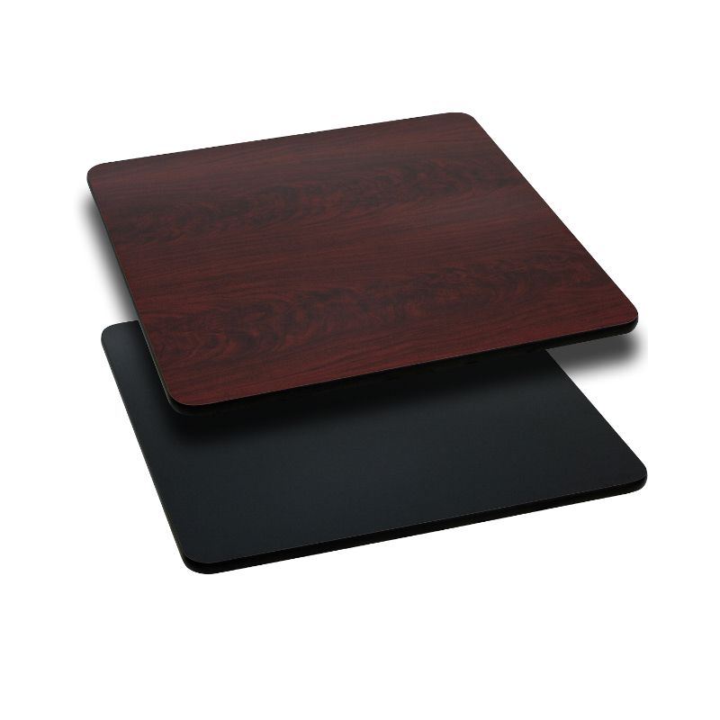 Photo 1 of 30" Square Table Top with Black or Mahogany Reversible Laminate Top [XU-MBT-3030-GG] Black/Brown 30x30 Modern