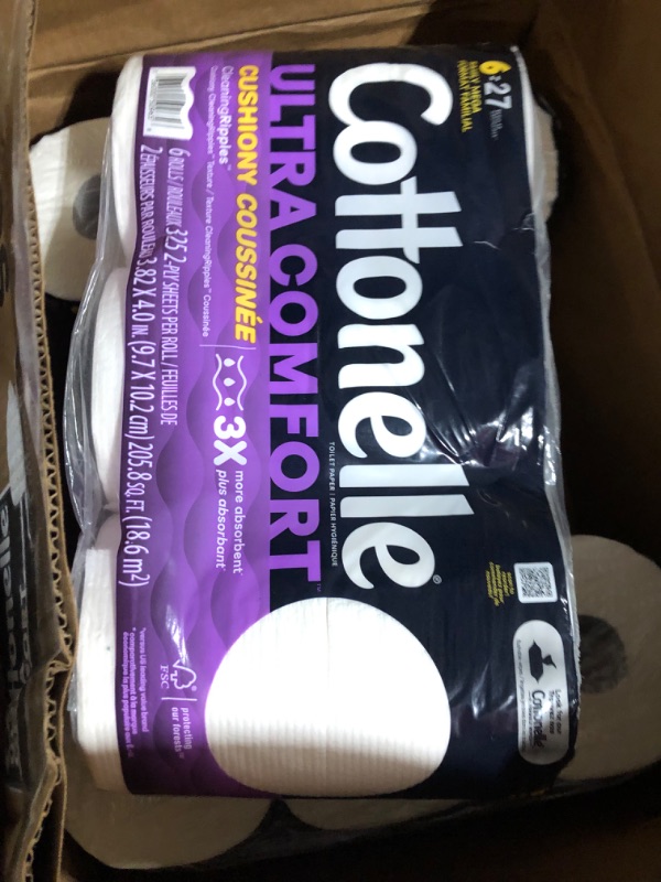 Photo 2 of *MISSING ONE PACK*
Cottonelle Ultra Comfort Toilet Paper with Cushiony CleaningRipples Texture,325 Sheets per Roll