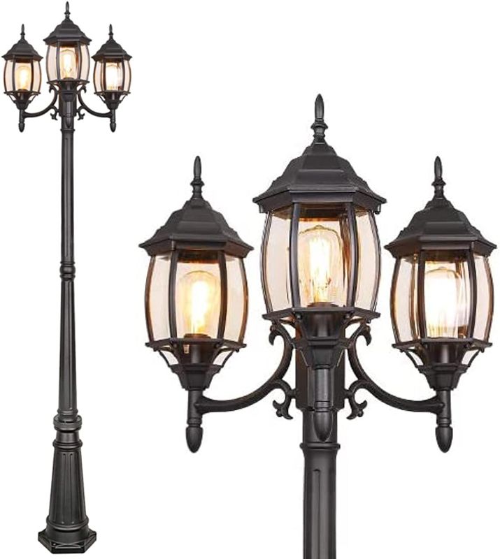 Photo 1 of 89" Outdoor Post Light, 3-Head Surface-Mount Post Combination, ETL Listed
