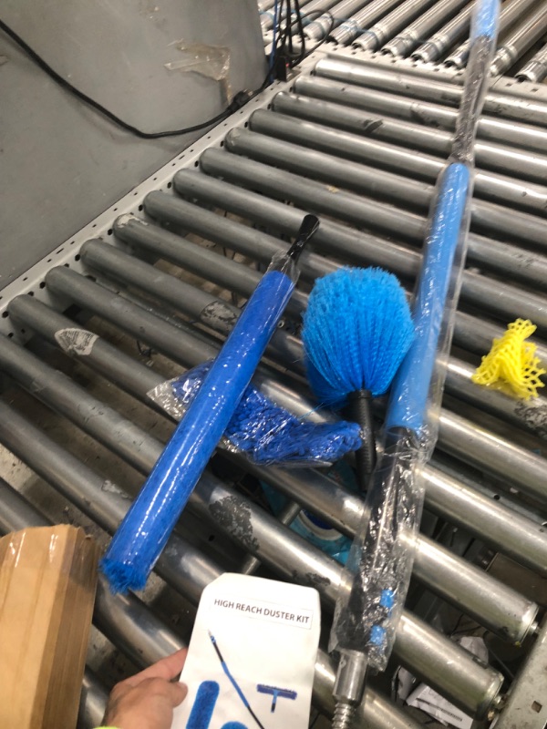 Photo 1 of 20 Foot High Reach Duster Kit with 5-12 Ft Extension Pole, Window Squeegee with Scrubber, Cobweb Duster Spider Web Brush, High Ceiling Fan Duster for Cleaning High Window, Ceiling Fan, Interior Roof