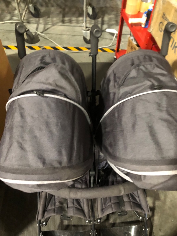 Photo 5 of **HEAVILY USED**
Dream on Me Volgo Twin Umbrella Stroller - Gray/Black

