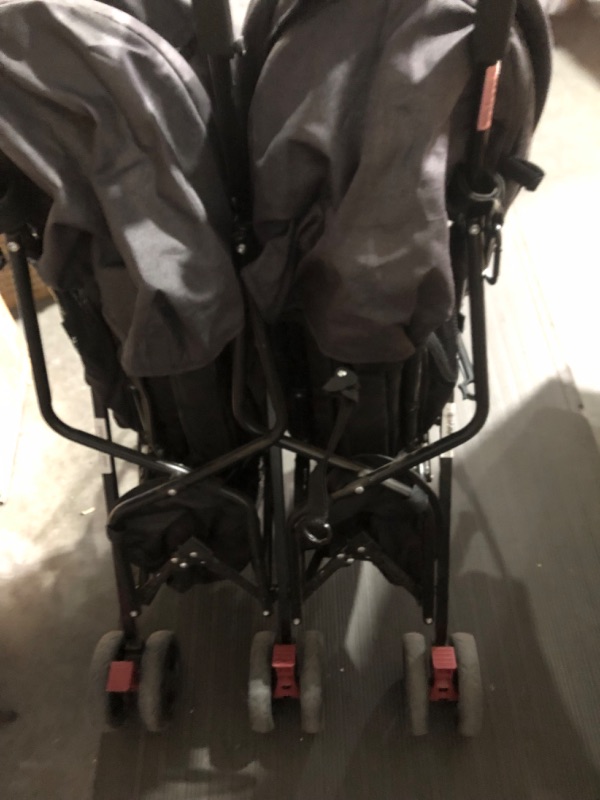 Photo 3 of **HEAVILY USED**
Dream on Me Volgo Twin Umbrella Stroller - Gray/Black

